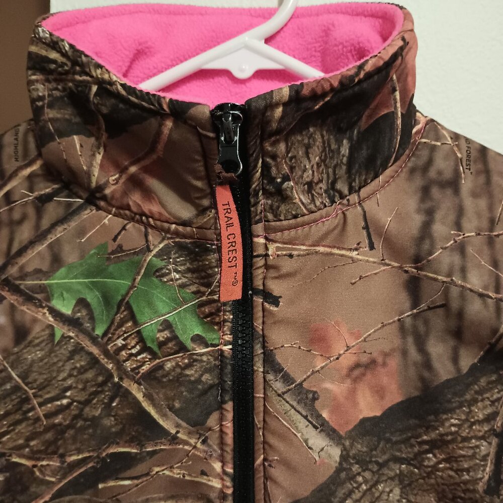 Neon pink and camo fleece